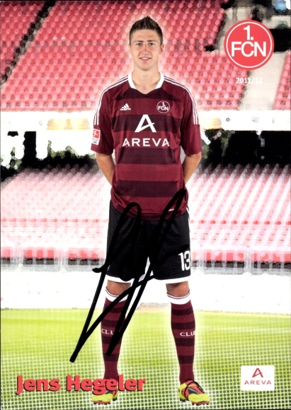 Autograph card footballer Jens Hegeler, 1. FC Nuremberg, autograph