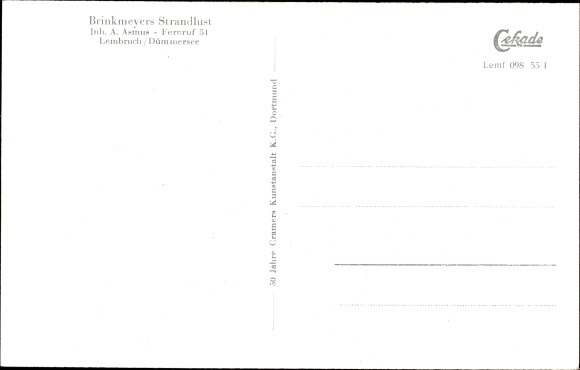 Postcard Lembruch am Dümmersee, Brinkmeyers Strandlust, Segelpartie