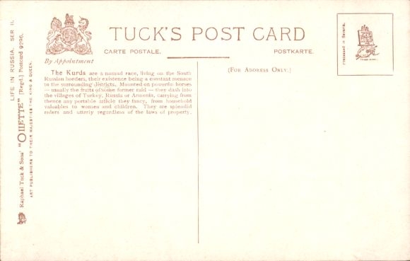 Artist Postcard A Raid by Kurds, Kurdish riders, kidnapping of a woman, Tuck Series II. No. 9296