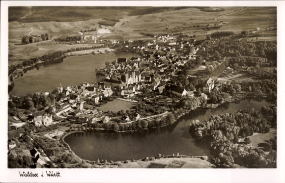 Postcard Bad Waldsee in Upper Swabia Württemberg, aerial photograph