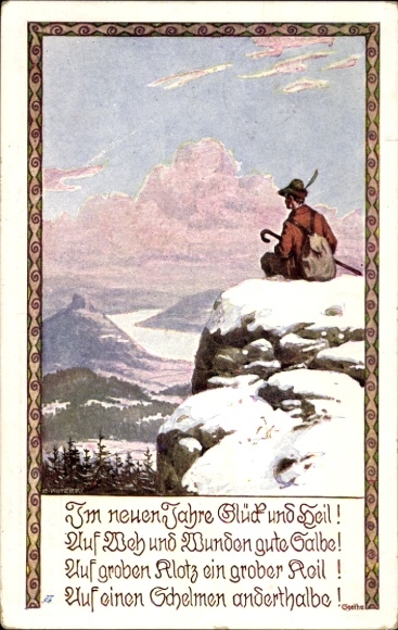 Artist Postcard Kutzer, Ernst, Happy New Year, German National Commercial Assistants Association