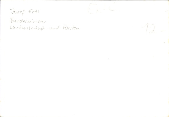 Postcard politician Josef Ertl, Federal Minister of Food, Agriculture and Forestry, autograph