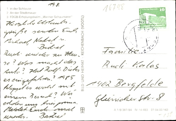Postcard Himmelpfort Fürstenberg an der Havel, lock, city wall, FDGB recreation home Werner Schaumann