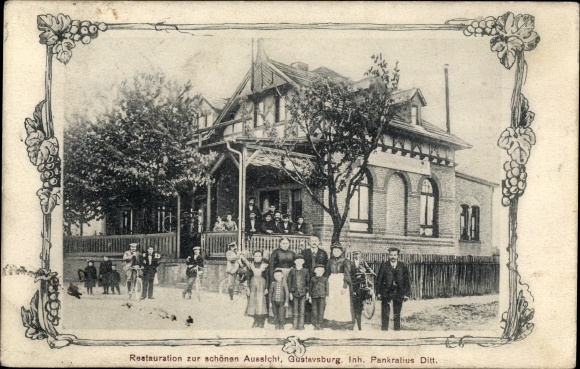 Passepartout Ak Gustavsburg Hessen, Restauration zur schönen Aussicht, Inh. Pankratius Ditt