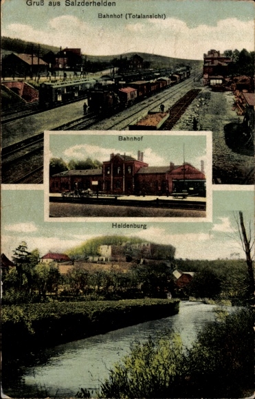 Ak Salzderhelden Einbeck in Niedersachsen, Heidenburg, Bahnhof