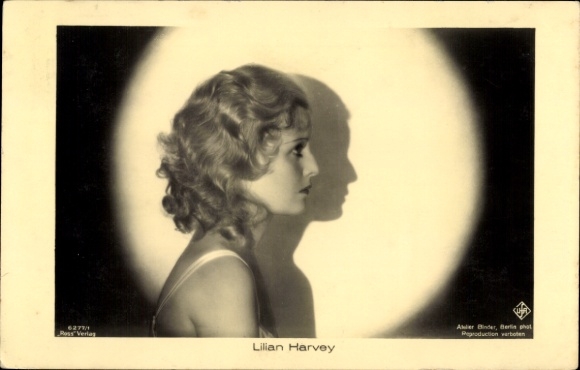 Ak-actrice Lilian Harvey, portret in profiel, silhouet