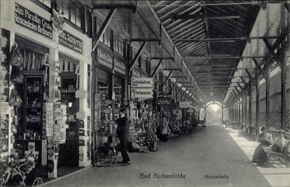 Ak Bad Rothenfelde am Teutoburger Wald, Wandelhalle, Geschäfte