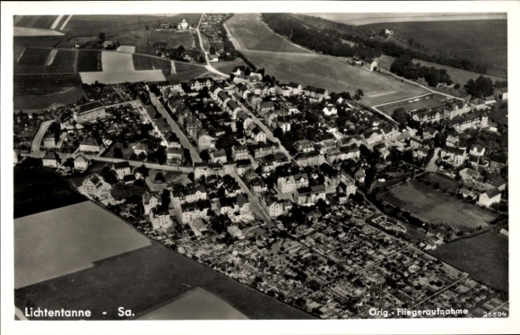 Postcard Lichtentanne Sachsen, aerial photograph
