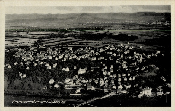 Postcard Kirchentellinsfurt in Württemberg, aerial photograph