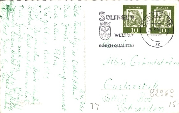 Postcard Solingen in North Rhine Westphalia, coat of arms, Klingenstadt, main street, dam, train station