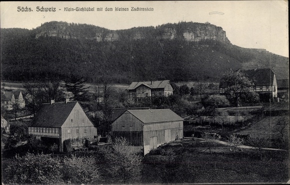 Ak Kleingiesshübel Reinhardtsdorf Schöna Saksisch Zwitserland, dorpsgezicht, Kleiner Zschirnstein