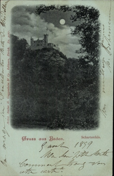 Mondschein Ak Wettingen Kanton Aargau, Schartenfels