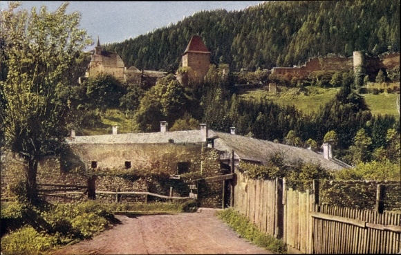 Postcard Friesach in Carinthia, ruin Petersberg