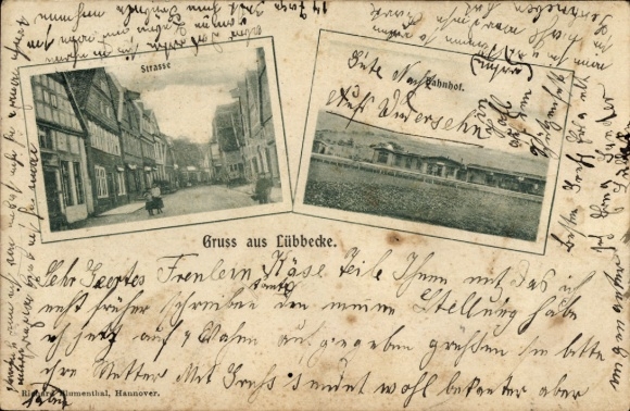 Ak Lübbecke in Westfalen, Straßenpartie, Bahnhof