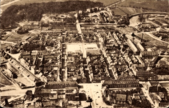 Postcard Saarlouis in Saarland, aerial photograph