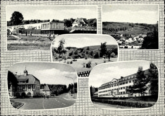 Postcard Hochwaldhausen Ilbeshausen Grebenhain Hesse, partial views, AOK Kassel convalescent home