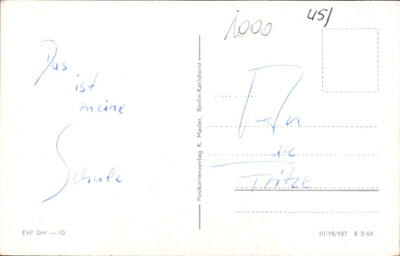 Postcard Berlin Pankow, Carl-von-Ossietzky-Oberschule