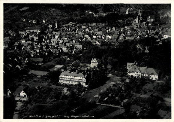 Postcard Bad Orb in Spessart Hessen, Kurhaus, aerial photograph