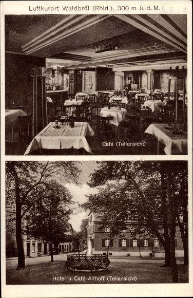 Postcard Waldbröl in Oberbergisches Land, hotel and café Althoff