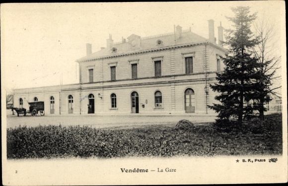 Postcard Vendôme Loir et Cher, The Train Station
