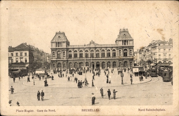 Postcard Brussels Brussels, North Station Square