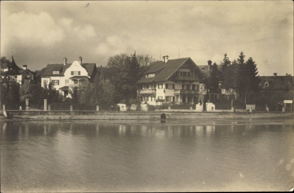foto ansichtkaart Schondorf am Ammersee Opper-Beieren, uitzicht op de stad, villa, woongebouwen