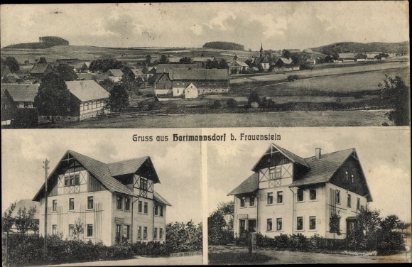 PC Hartmannsdorf Reichenau in the Ore Mountains, view of the town, residential building