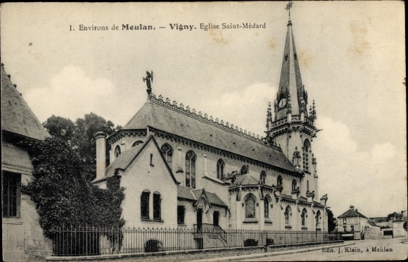 Ak Vigny Val d’Oise, Église Saint Médard