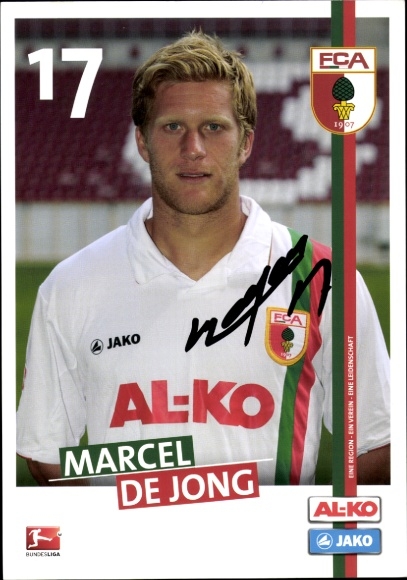 Autogrammkarte Fußballer Marcel de Jong, FC Augsburg, Autogramm
