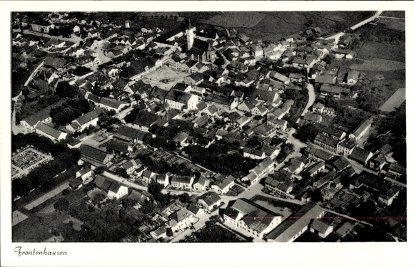 Postcard Frontenhausen in Lower Bavaria, aerial view of city view, buildings