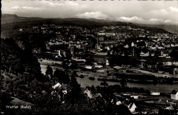 PC Wetter an der Ruhr, city view, river, mountains, clouds, black and white PC