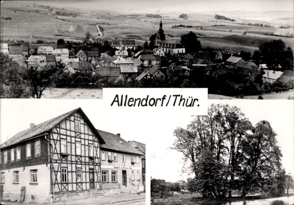 Postcard Allendorf in Thuringia, general view, inn "Zur Linde"