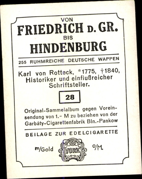 Collection picture Glorious German Coat of Arms No. 28, Karl v. Rotteck, historian and writer