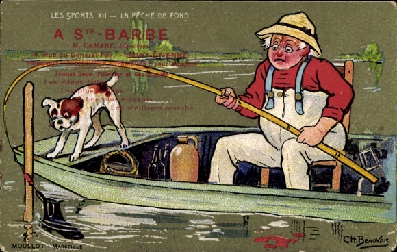 Künstler Ak Beauvais, Ch., A Sainte Barbe, les Sports XII la Peche de Fond