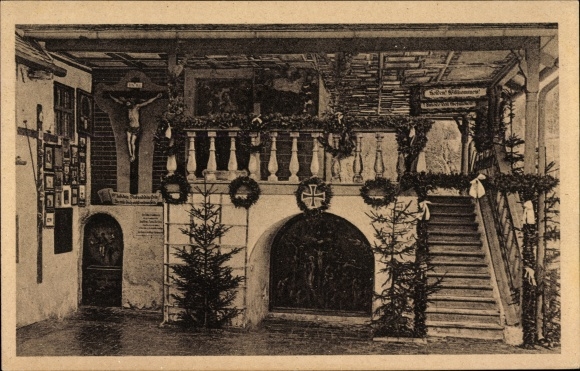 Postcard Birkenstein Fischbachau in Upper Bavaria, south entrance to the chapel of grace with grotto entrance
