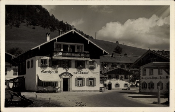 PC Wallgau Oberbayern, road section at the Inn zur Klause and at the general store