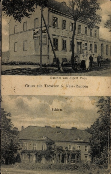 Ak Treskow Neuruppin in Brandenburg, Gasthof von Albert Voge