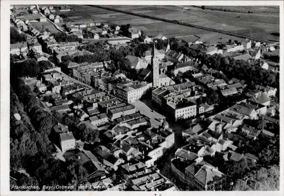 Postcard Pfarrkirchen in Lower Bavaria, aerial photograph