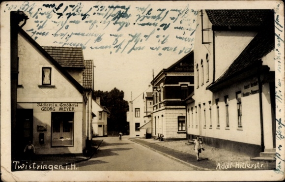 Postcard Twistringen Lower Saxony, Adolf Hitler Street, Georg Meyer Bakery