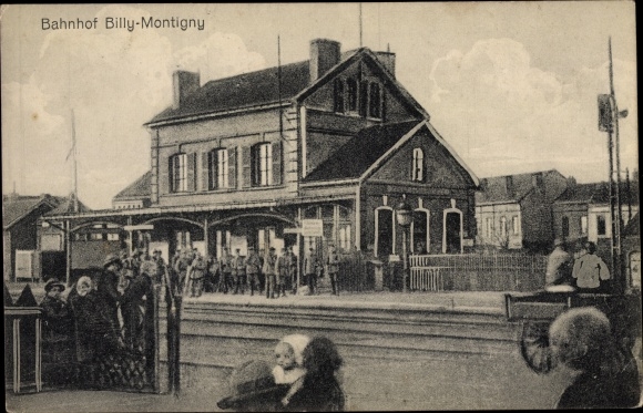 Postcard Billy Montigny Pas de Calais, Bahnhof, Gleisseite