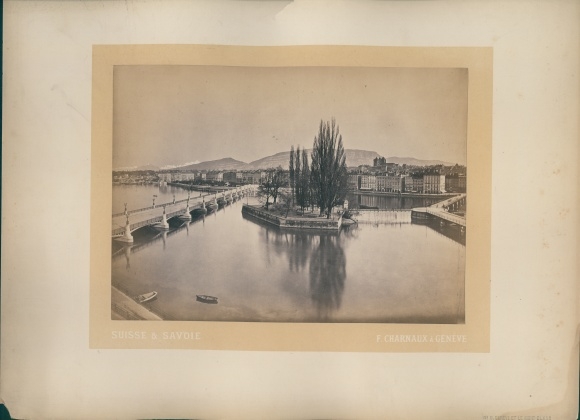 Photo Genève Geneva Switzerland, around 1880, General view, Le Mont Blanc, Atelier F. Charnaux