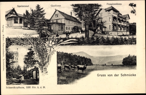 Ak Gehlberg Suhl in Thüringen, sieraden, herberg, pension, sneeuwtoren, spel