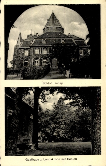 Postcard Breitscheid Ratingen in the district of Mettmann, Castle Linnep, Gasthaus zur Landskrone