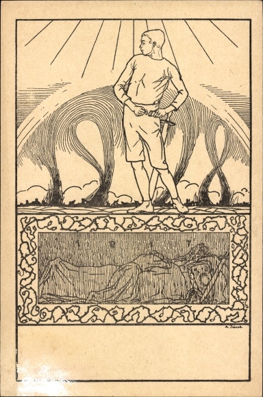 Artist Postcard Rheydt Mönchengladbach on the Lower Rhine, year, allegorical figure