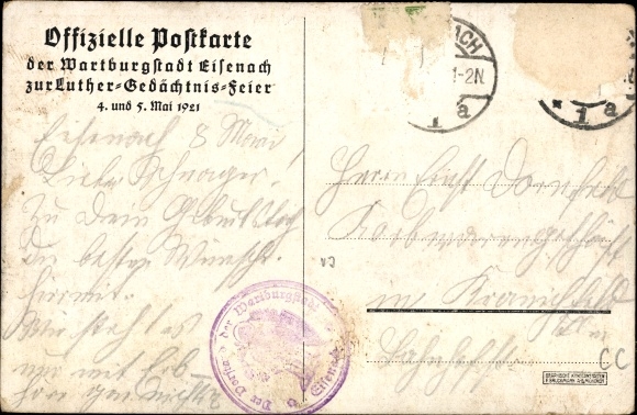 PC Lutherstadt Eisenach in Thuringia, Wartburg, Martin Luther 1521-1522, commemoration 1921