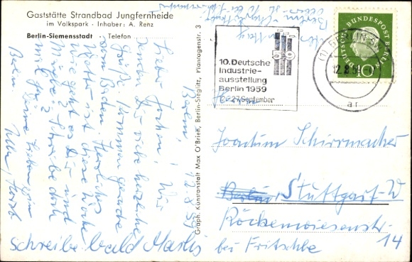 Postcard Berlin Spandau Siemensstadt, Restaurant-Lido Jungfernheide, Volkspark