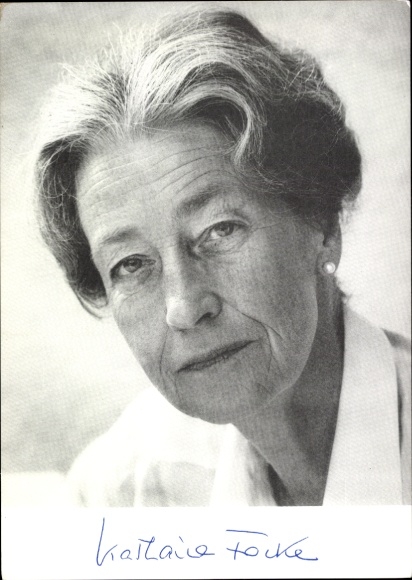 PC politician Katharina Focke, portrait, autograph