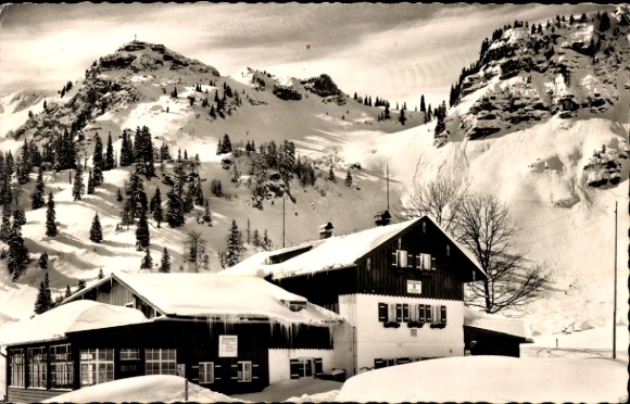 Postcard Bodenschneid Schliersee in Upper Bavaria, Bodenschneid Haus with Bodenschneid summit