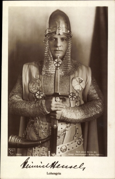 PC opera singer Heinrich Hensel, Lohengrin, autograph