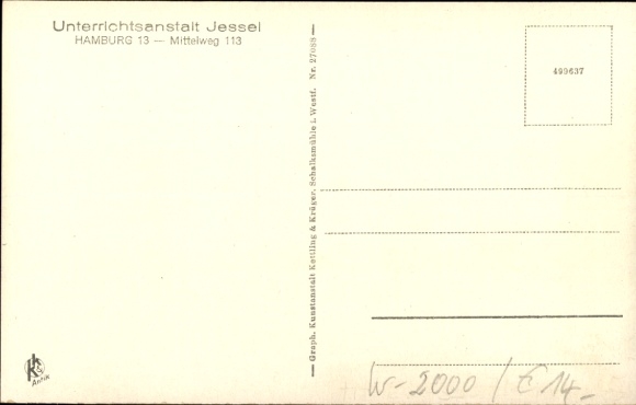 Postcard Hamburg Eimsbüttel Harvestehude, Jessel School, Mittelweg 113, parade in the stadium